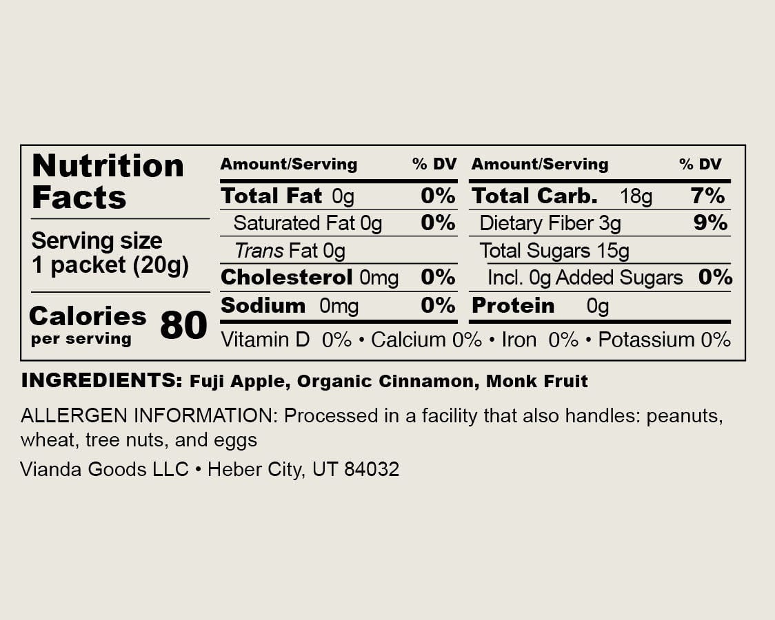 f--king tasty apple cinnamon nutrition facts