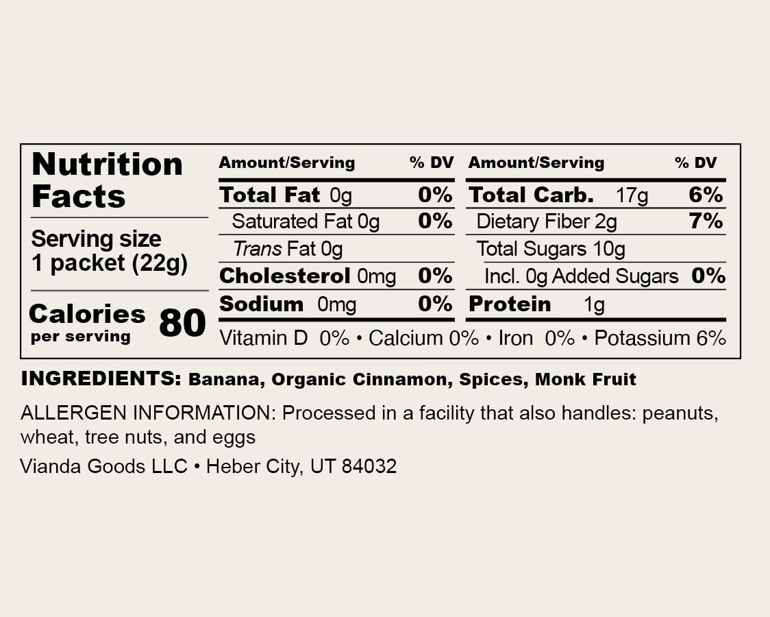 Banana chai nutritional facts