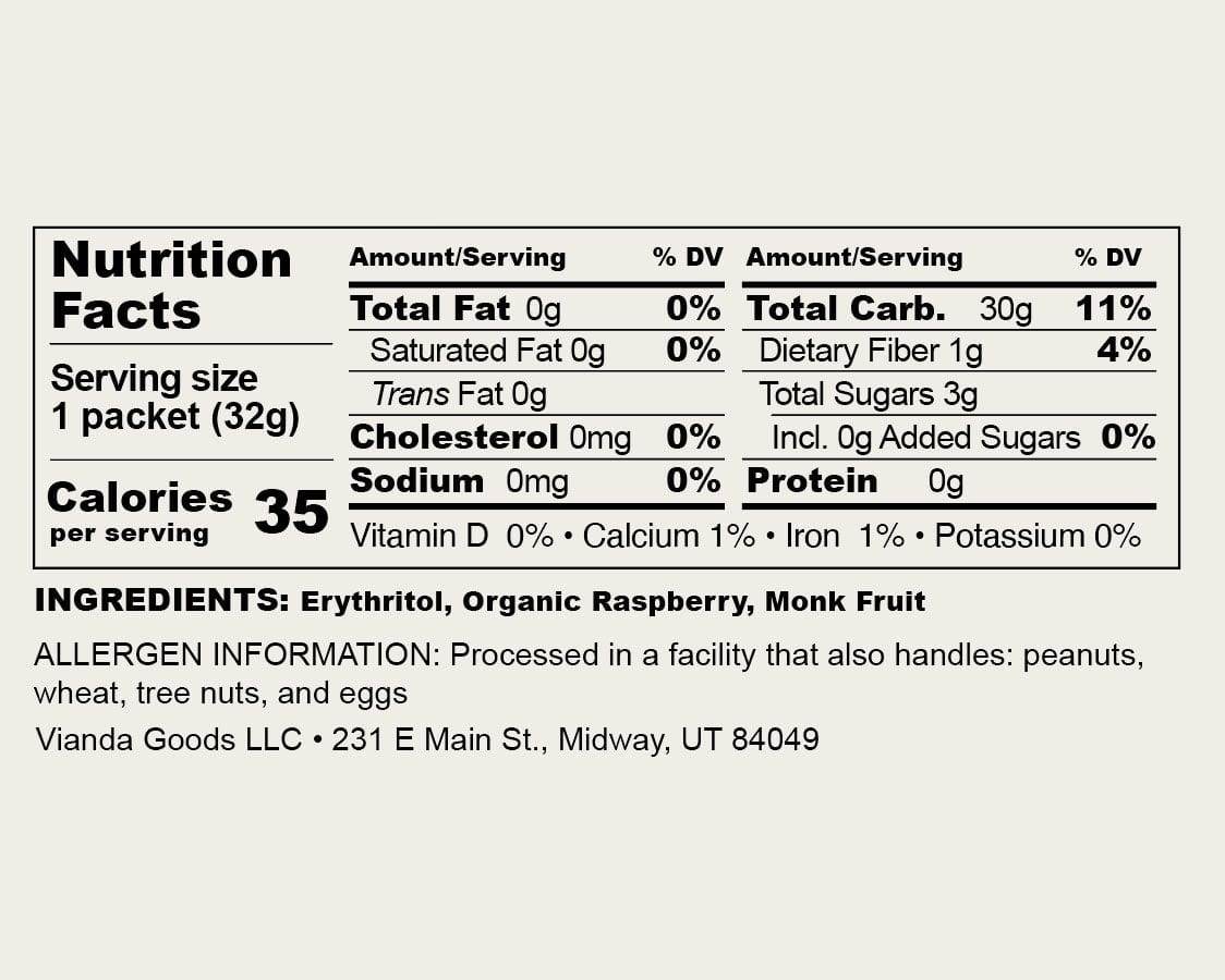 Raspberry packet nutrition facts